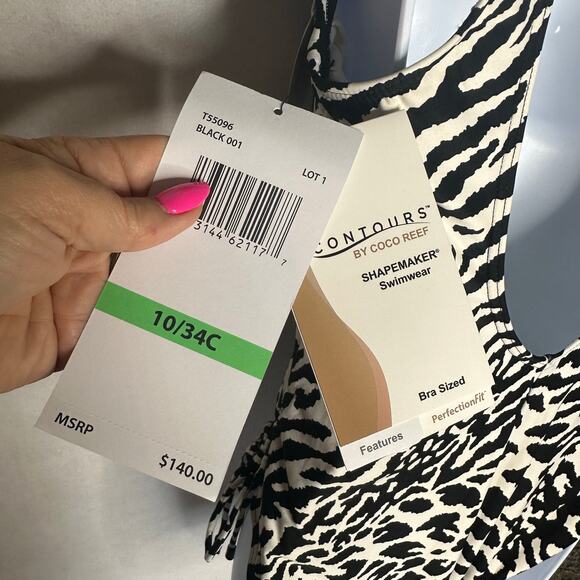 Coco Reef Contours Women’s Zebra Underwire One Piece Swimsuit | Size 10 34C New - Picture 8 of 13